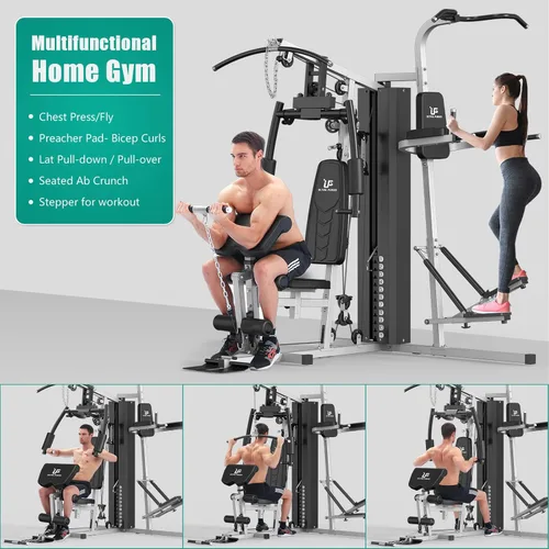 Miniatura 3 de ULTRA FUEGO Estación de entrenamiento de gimnasio en casa multifuncional con sistema de polea, desarrollador de brazos y piernas para entrenamiento