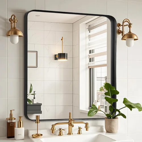 Miniatura 32 de Fabuday Espejo Grande de Baño Negro de 40x30 Pulgadas - Espejos Rectangulares con Marco para Pared, Espejo de Metal Negro Montado en la Pared