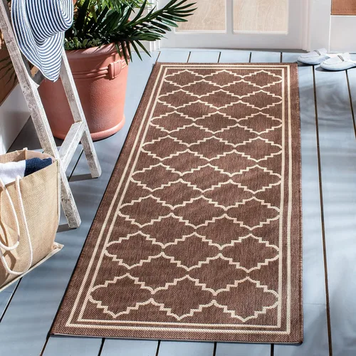 Miniatura 33 de SAFAVIEH Alfombra lavable para exteriores, colección Courtyard de 2.3 x 6.7 pies, color negro y crema, no desprende pelusa y de fácil limpieza