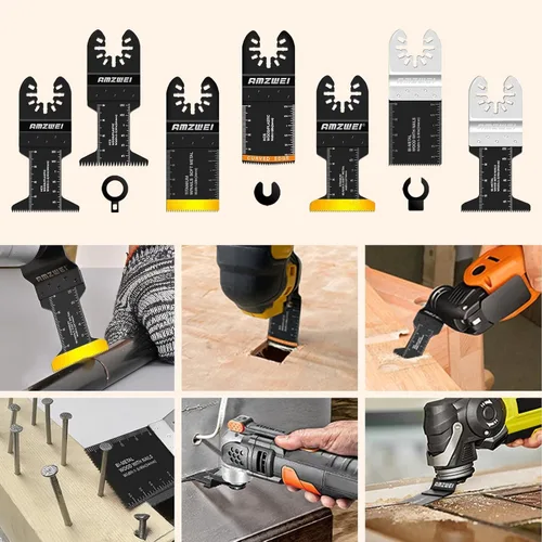 Miniatura 6 de Juego de 28 cuchillas oscilantes para herramientas de titanio de alta calidad, para madera, plásticos, metal, hojas de sierra oscilantes