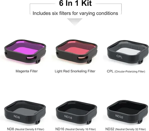 Miniatura 3 de GEPULY Juego de 6 filtros de lente de cámara para GoPro Hero7 6 5 Black 2018, 3 filtros ND (ND8/ND16/ND32), filtro CPL, filtros rojo claro/magenta