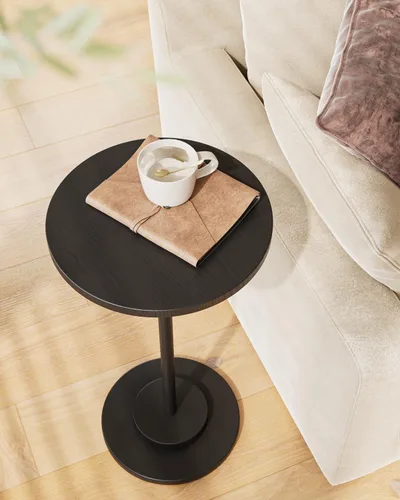 Miniatura 3 de Masupu Mesa para Bebidas, Mesa Auxiliar Redonda para Espacios Pequeños, Mesa Auxiliar de Pedestal, Mesa Auxiliar Pequeña con Base de Metal