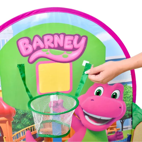 Miniatura 6 de Barney Zona de juegos desplegable, pozo de pelotas con 25 pelotas de juego y aro de baloncesto, niños mayores de 2 años