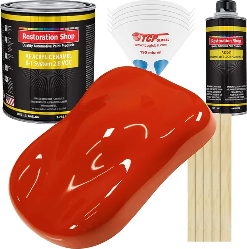 Restoration Shop - Pintura de esmalte acrílico Monza Red para autos - Kit completo de pintura de galón - Recubrimiento profesional de alta Rojo