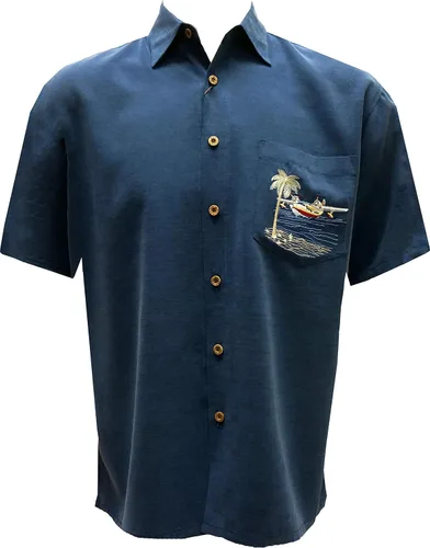 Miniatura 2 de Bamboo Cay Camisa tejida bordada casual de manga corta para hombre