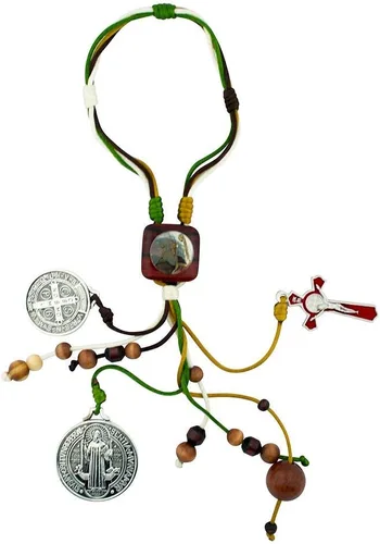 Miniatura 2 de Adorno de bendición para el hogar de San Benito de 12 pulgadas, 3 colores, se adapta a la manija de tu puerta o se puede colgar en un gancho, Marrón