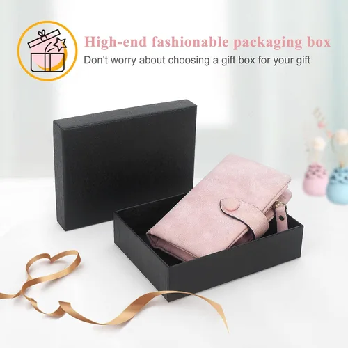 Miniatura 7 de Billeteras con bloqueo RFID para mujer, de gran capacidad, de cuero suave, cartera pequeña con correa para la muñeca, Rosado, Casual