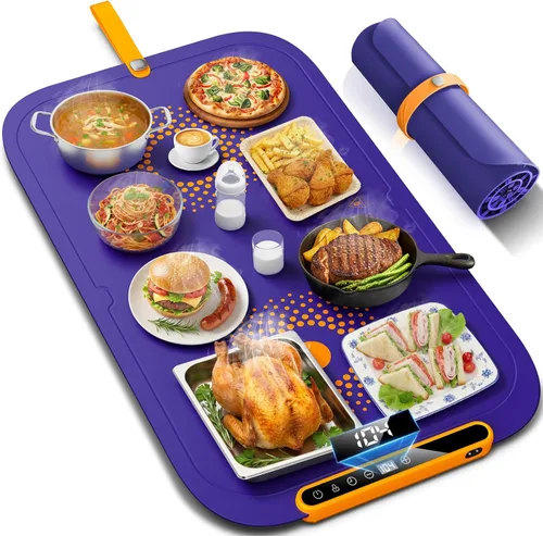 Tapete de calentamiento para alimentos, extragrande, tapete de calentamiento de alimentos para encimera, tapete calentador de alimentos con IA 7