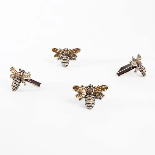 Miniatura 2 de SARO LIFESTYLE Servilletero Bumble Bee (juego de 4) – Decoración decorativa de mesa esmaltada de peltre y ámbar, accesorios de comedor de granja
