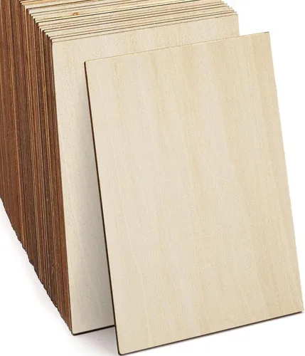 Hojas de tilo, 30 unidades de madera sin terminar, hojas de madera contrachapada fina rectangular para manualidades, quema de madera y corte CNC,