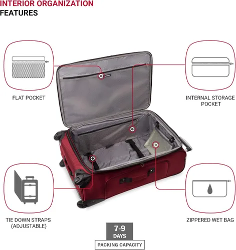 Miniatura 4 de SwissGear - Equipaje suave expandible Sion con ruedas, Borgoña