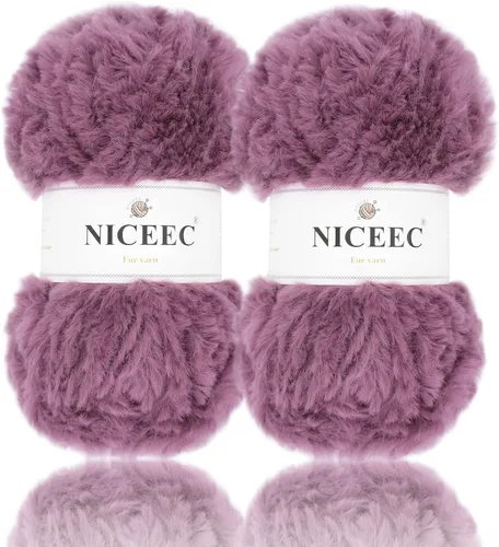 Miniatura 94 de NICEEC Hilo de Pelo Sintético Super Suave, Grueso y Esponjoso, Hilo de Pestañas para Crochet y Tejido (Longitud Total 192m/9.1kg) - Otoño/300g