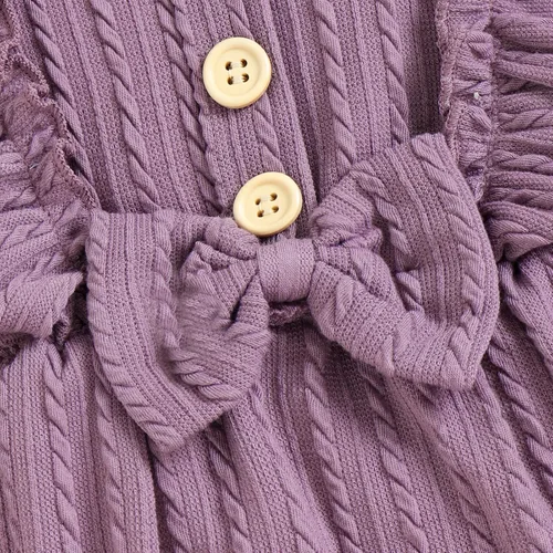 Miniatura 5 de ZAXARRA Ropa de bebé recién nacida, manga larga, con botones frontales, volantes, mameluco, diadema, conjunto de 3 piezas, trajes de otoño e invierno