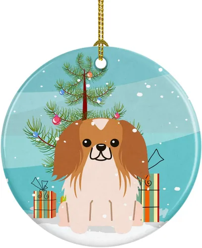 Miniatura 13 de Caroline's Treasures Adorno de cerámica para árbol de Navidad, Laika Spitz de Siberia Occidental, decoración colgante para árbol de Navidad
