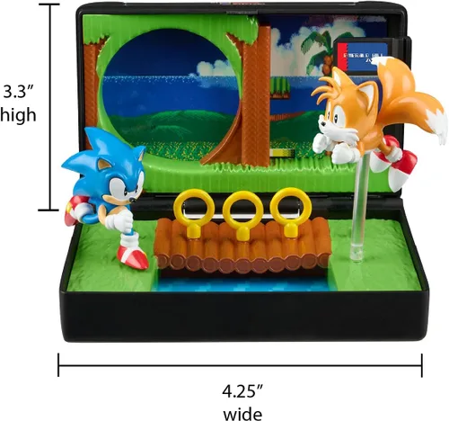Miniatura 2 de Console Heroes Sonic the Hedgehog 2 - Juego de diorama coleccionable - Mini figuras de Sonic & Tails con escena Emerald Hill Zone - Cartucho retro