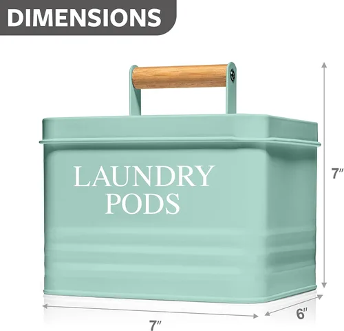 Miniatura 3 de Calindiana Moderno contenedor de metal para cápsulas de lavandería con tapa para decoración y accesorios de lavandería, organización y Menta