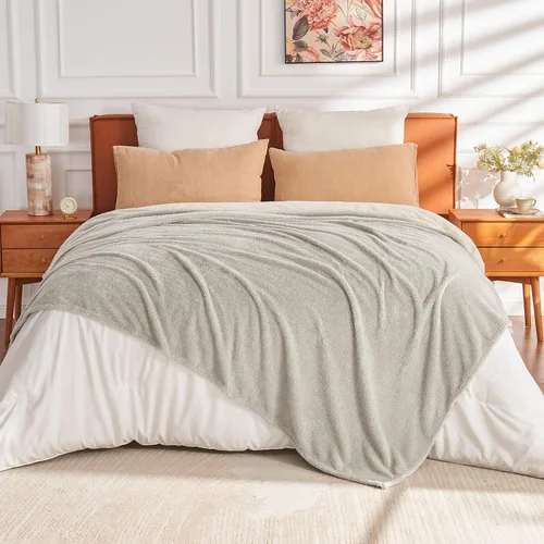 Miniatura 26 de EMME Manta de vellón, manta jacquard 3D para sofá y cama, manta suave, acogedora y esponjosa, ligera, de franela de lujo con diseño de cuadrícula