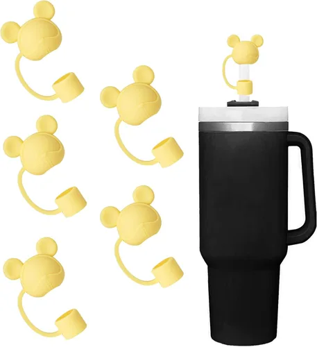 Miniatura 20 de Juego de 4 fundas de popote con diseño de estrella compatibles con vasos Stanley de 30 y 40 onzas, reutilizables, bonitas puntas de popote