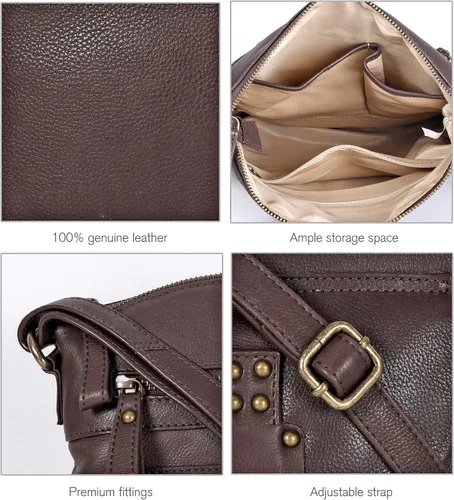Miniatura 5 de Oak Leathers Leather Crossbody Bag For Women With Adjustable Sling Strap - Medium Size Crossover Shoulder Handbag Purse