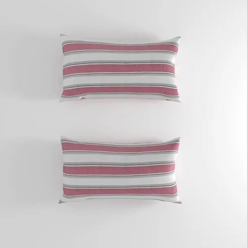Miniatura 22 de 2 Piezas Fundas de Almohada Azul Marino Blanco a Rayas de Lino Suave Cuadradas Funda de Almohada Decorativa para Sofá con Cierre Oculto - 30,5 x