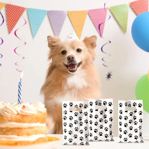 Miniatura 5 de Outus 80 bolsas de regalo de pata de perro a granel, bolsa de golosinas con estampado de pata de mascota, bolsa de dulces para decoración de fiesta