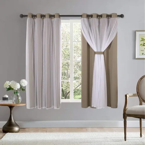 Miniatura 9 de BONZER Cortinas opacas con superposición transparente, mezcla y combina paneles de ventana de doble capa con aislamiento térmico para sala de estar