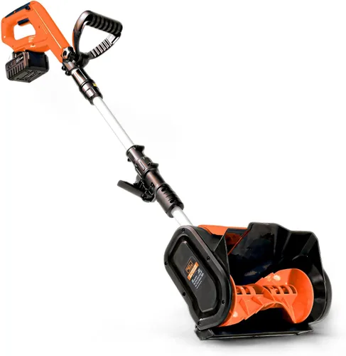 SuperHandy Pala de nieve inalámbrica, lanzador de nieve eléctrico de 20 V 4 Ah, ligero, camino de limpieza de 10 x 5 pulgadas, distancia de