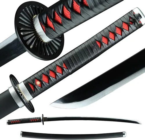 Miniatura 11 de Demon Slayer - Espada Tanjiro Katana de acero 1065, espiga completa, hecha a mano, Katana japonesa real, 41 pulgadas
