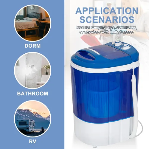 Miniatura 5 de SUPER DEAL Lavadora Portátil, Lavadora Pequeña de Tina Individual 5.7 lbs de Capacidad de Lavado para Apartamentos, Dormitorios, Viajes, RV