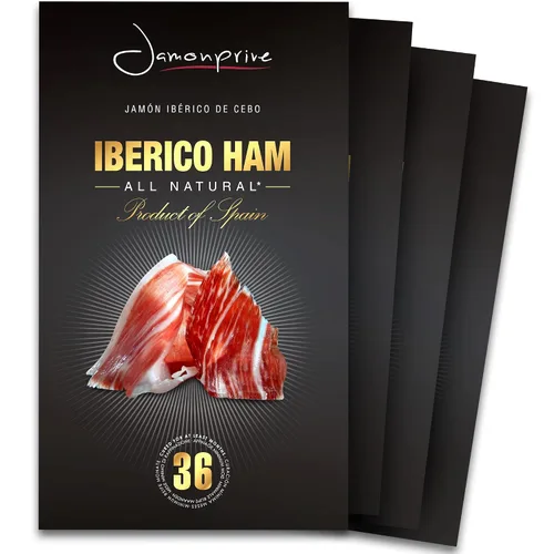 Miniatura 10 de Jamón ibérico español en rodajas (2 onzas) Jamonprive – Jamón español ibérico alimentado con pasto (Pata Negra) sin nitratos ni nitritos, todo