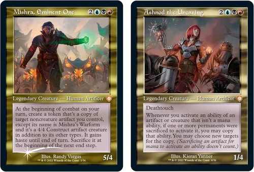 Miniatura 3 de Magic: The Gathering The Brothers' War Retro-Frame Commander Deck – Bandera bruñida de Mishra (azul-negro-rojo) + paquete de muestra de refuerzo