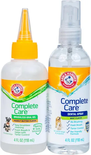 Arm & Hammer Kit dental sin escobillas de cuidado completo para perros, incluye gel oral sin cepillo + aerosol dental para perros, aliento fresco,