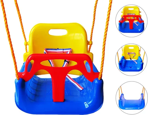 Miniatura 2 de Juego de columpios 3 en 1 para bebés a adolescentes, antivoltaje, cómodo y seguro, desmontable para niños, patio y jardín