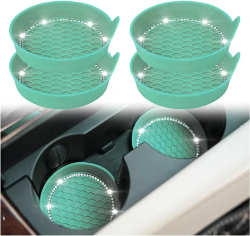 Miniatura 21 de zipelo Portavasos para automóvil con brillantes, paquete de 4 unidades, universal, para vehículo, antideslizante, portavasos con inserción, silicona