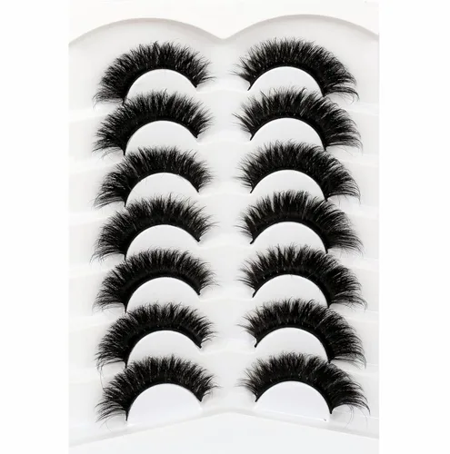 Miniatura 403 de Pooplunch - Pestañas postizas finas de visón sintético, estilo ojo de gato, naturales, cruzadas, tipo racimo, efecto 8D de volumen, tiras
