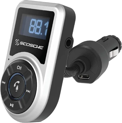 Miniatura 9 de Scosche BTFM3 BTFREQ Kit universal de manos libres Bluetooth para coche con transmisor FM digital y cargador de coche USB de 10 W, color negro XL
