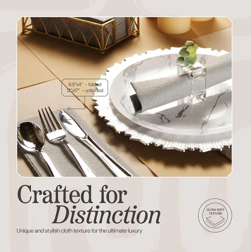 Miniatura 3 de Servilletas de papel desechables tipo tela, paquete de 50 servilletas de cena negras de 12 x 17 pulgadas con tacto de lino para bodas, fiestas