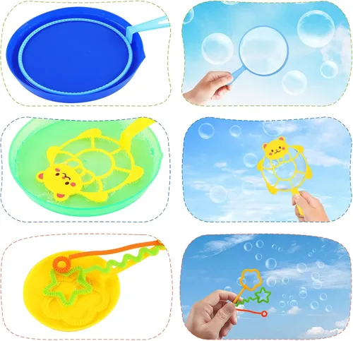 Miniatura 3 de Juego de varitas de burbujas, 28 piezas de varita de burbujas grande con bandeja, ideal para niños, regalos de fiesta de burbujas de verano al aire