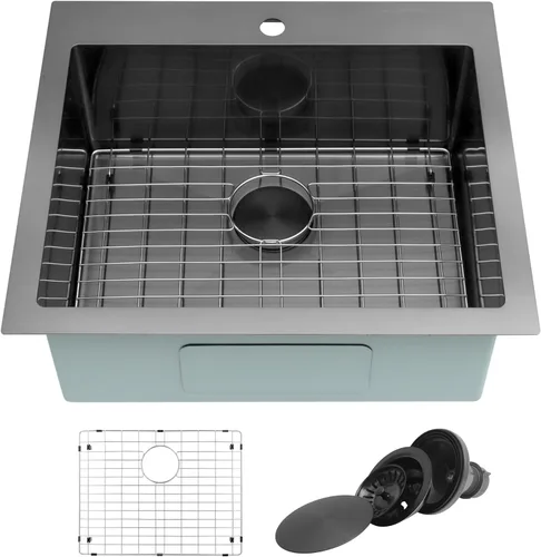 Miniatura 12 de Fregadero de cocina dorado, fregadero de cocina empotrado de 30 x 18 pulgadas, fregadero de acero inoxidable calibre 16 Oro