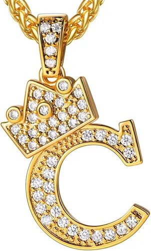 U7 Collar con inicial de la A a la Z, dije de letra helada con cadena de 22 a 24 pulgadas, para hombres y mujeres, con nombre del alfabeto de hip