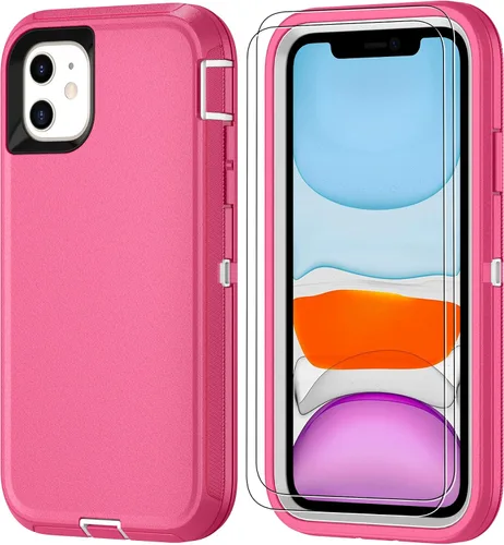 Miniatura 35 de Jshru para iPhone XR Funda con [2 Pack] Protector de Pantalla HD, [Grado Militar] 3-en-1 Resistente Protector de Cuerpo Completo a Prueba de Negro