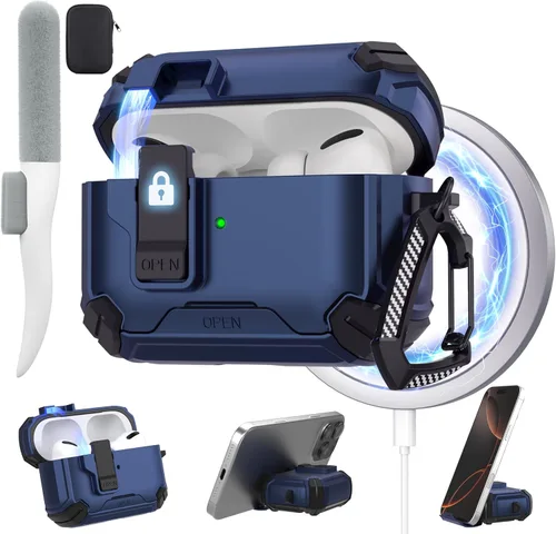 Miniatura 21 de Maxjoy Funda protectora para AirPods 4 2024, funda protectora para AirPods de 4ª generación con bloqueo automático, compatible con MagSafe, Verde