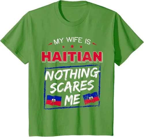 Miniatura 83 de My Wife Is Haitian Republic of Haiti Heritage Roots - Camiseta con bandera, Negro, S