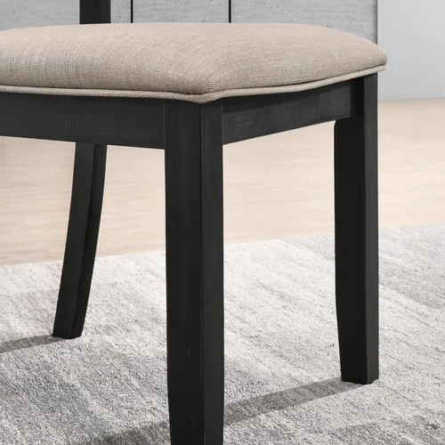 Miniatura 7 de Roundhill Furniture Windvale - Silla de comedor tapizada de tela, juego de 2, color negro