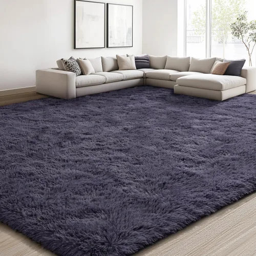 Miniatura 65 de EVOIONOS - Alfombra redonda gris para dormitorio, 5x5 pies; alfombras circulares suaves y esponjosas para sala de estar, alfombras de felpa peludas
