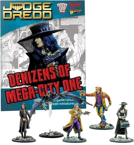 Miniatura 9 de Wargames Delivered - Warlord Games Judge Dredd Arch Villains of Mega City Miniaturas de 0.039-1.102 in - 5 miniaturas de villanos, 7 tarjetas, bases