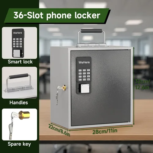 Miniatura 2 de WeHere 36 ranuras para teléfono celular con bloqueo inteligente, caja de almacenamiento portátil para teléfono para aula, escuela, teléfono