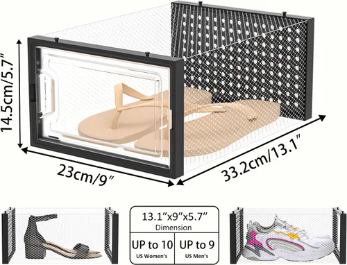 Miniatura 3 de HOMIDEC Almacenamiento de zapatos, paquete de 12 organizadores de zapatos para armario, cajas de zapatos apilables de plástico transparente