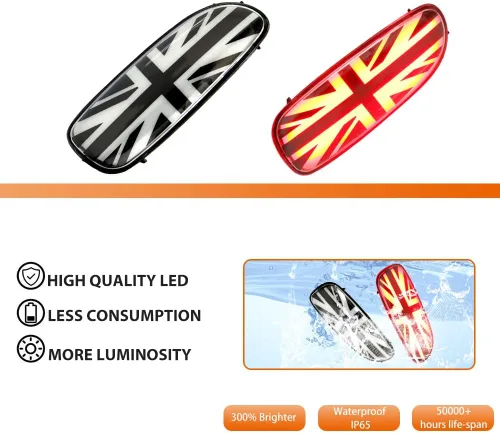 Miniatura 2 de ADIIL Euro Union Jack LED luces traseras antiniebla para 06-15 Mini Cooper R56 R57 R58 R59 S JCW 2X, 2 unids reemplazar OEM faros antiniebla