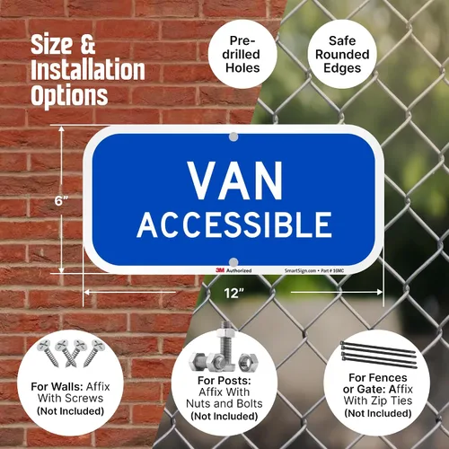 Miniatura 5 de SmartSign Letrero "Van Accessible" Aluminio reflectante de grado de ingeniero 3M de 6 x 12 pulgadas